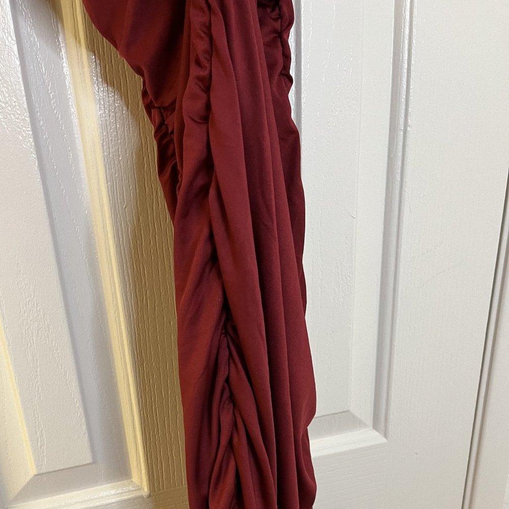 NWOT Women Ruched Tight Dress Sexy Spaghetti Strap V-Neck Midi Dress - Picture 8 of 9
